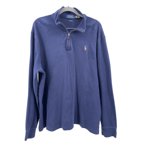 Polo Ralph Lauren Other - Polo Ralph Lauren Estate Rib Quarter Zip Pullover Mens L Navy Cotton